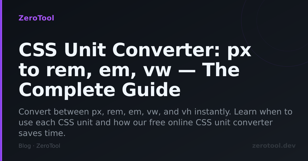 CSS Unit Converter: px to rem, em, vw — The Complete Guide