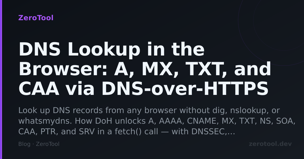 DNS Lookup in the Browser: A, MX, TXT, and CAA via DNS-over-HTTPS