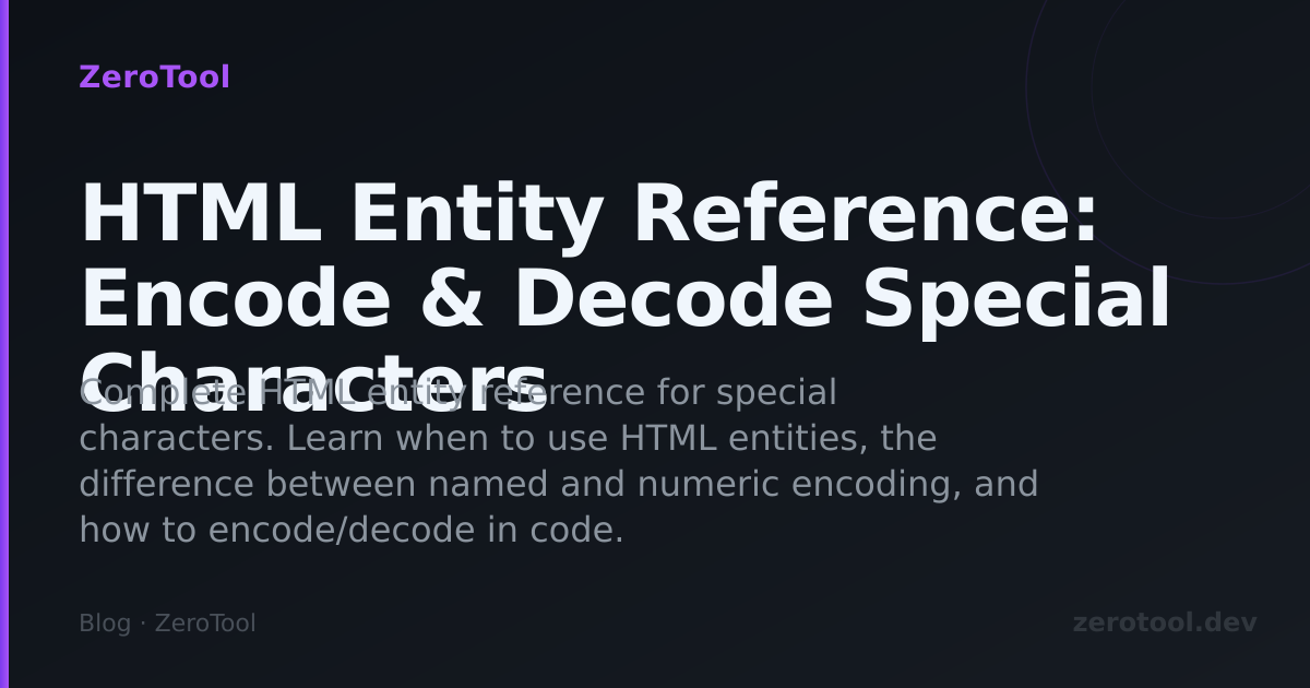 HTML Entity Reference: Encode & Decode Special Characters