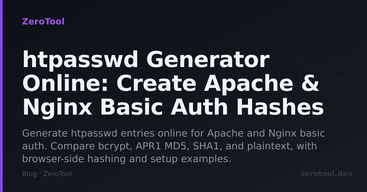 htpasswd Generator Online: Create Apache & Nginx Basic Auth Hashes