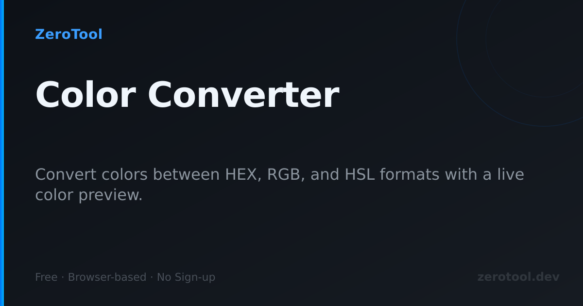 Color Converter HEX RGB HSL — Free Online | ZeroTool