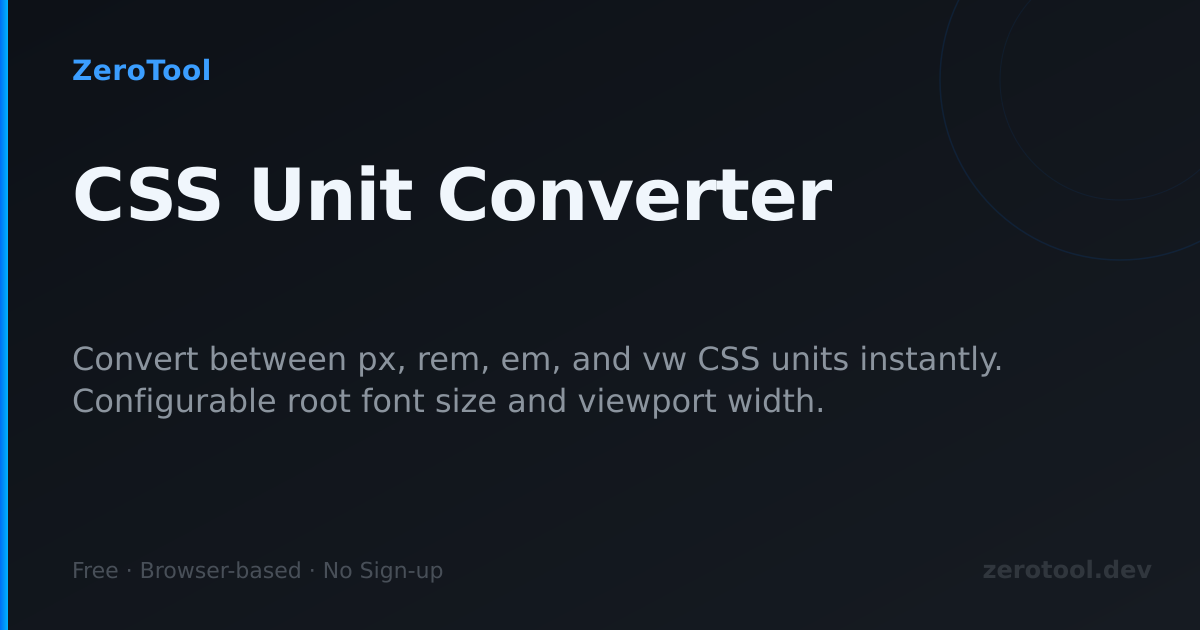 CSS Unit Converter — px, rem, em, vw | ZeroTool