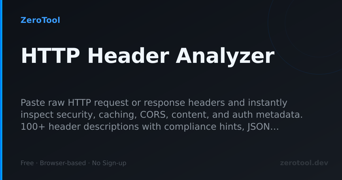 HTTP Header Analyzer — Inspect HTTP Headers Online | ZeroTool