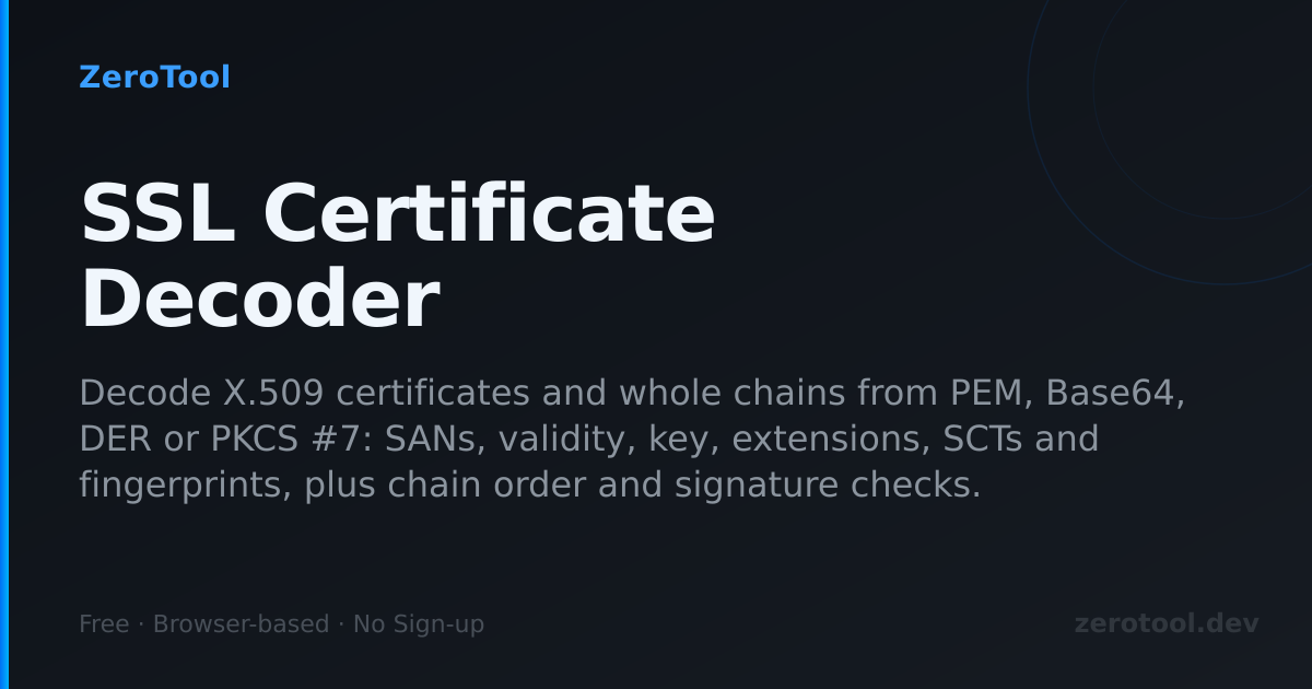 SSL Certificate Decoder Online — Inspect X.509 PEM | ZeroTool