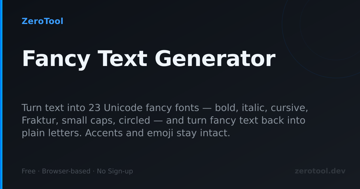 Unicode 文字转换器 — 粗体、斜体、手写体等 | ZeroTool